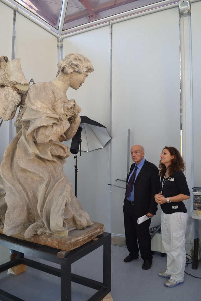 The Director of the Vatican Museums, Antonio Paolucci, with the Bernini Angels