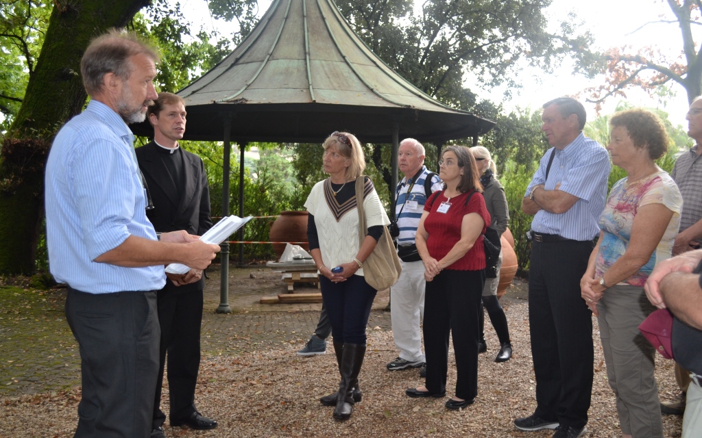 Guy Devreaux the Director of the Vatican Museums Restoration Lab for Stone Artifacts and Father Mark Haydu with our IL Patrons during their Chapter Visit 
